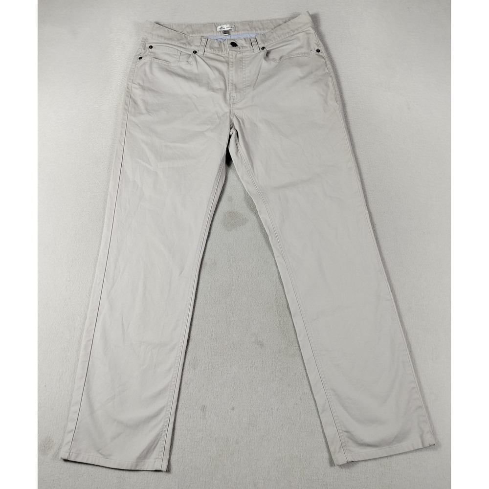 Peter Millar Soft Touch Pants Mens 35 Beige Cotton Chino 5 Pocket Casual Khakis